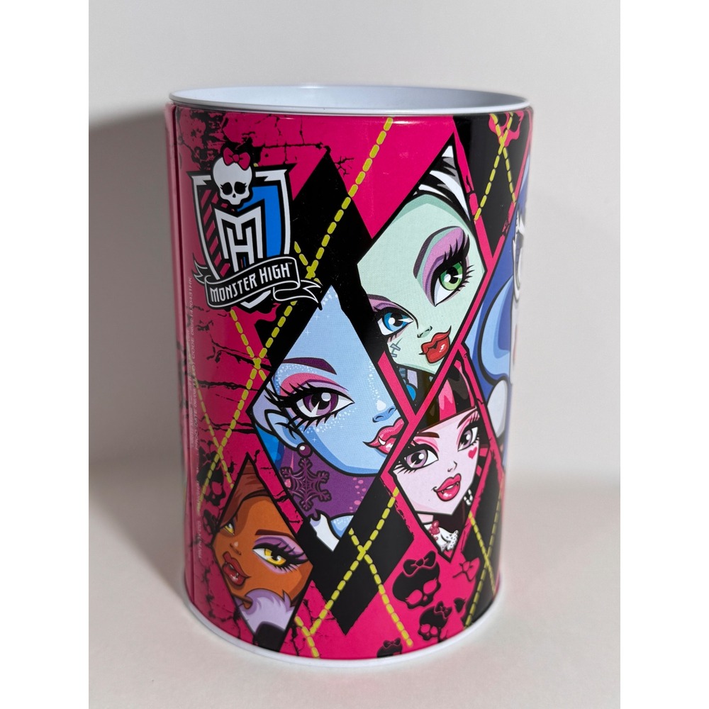 Monster High Metal Coin Bank Tin G1 Draculaura Frankie Stein Clawdeen Wolf Pink